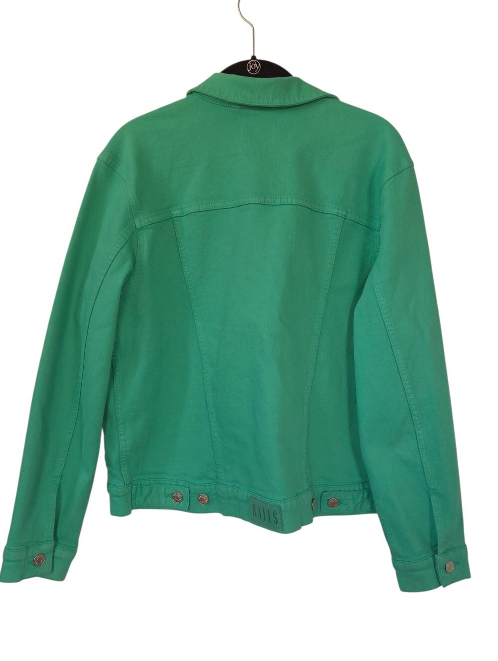 Rails The Mulholland Emerald Green Denim Trucker Jacket Size L Color Pop - Picture 6 of 11